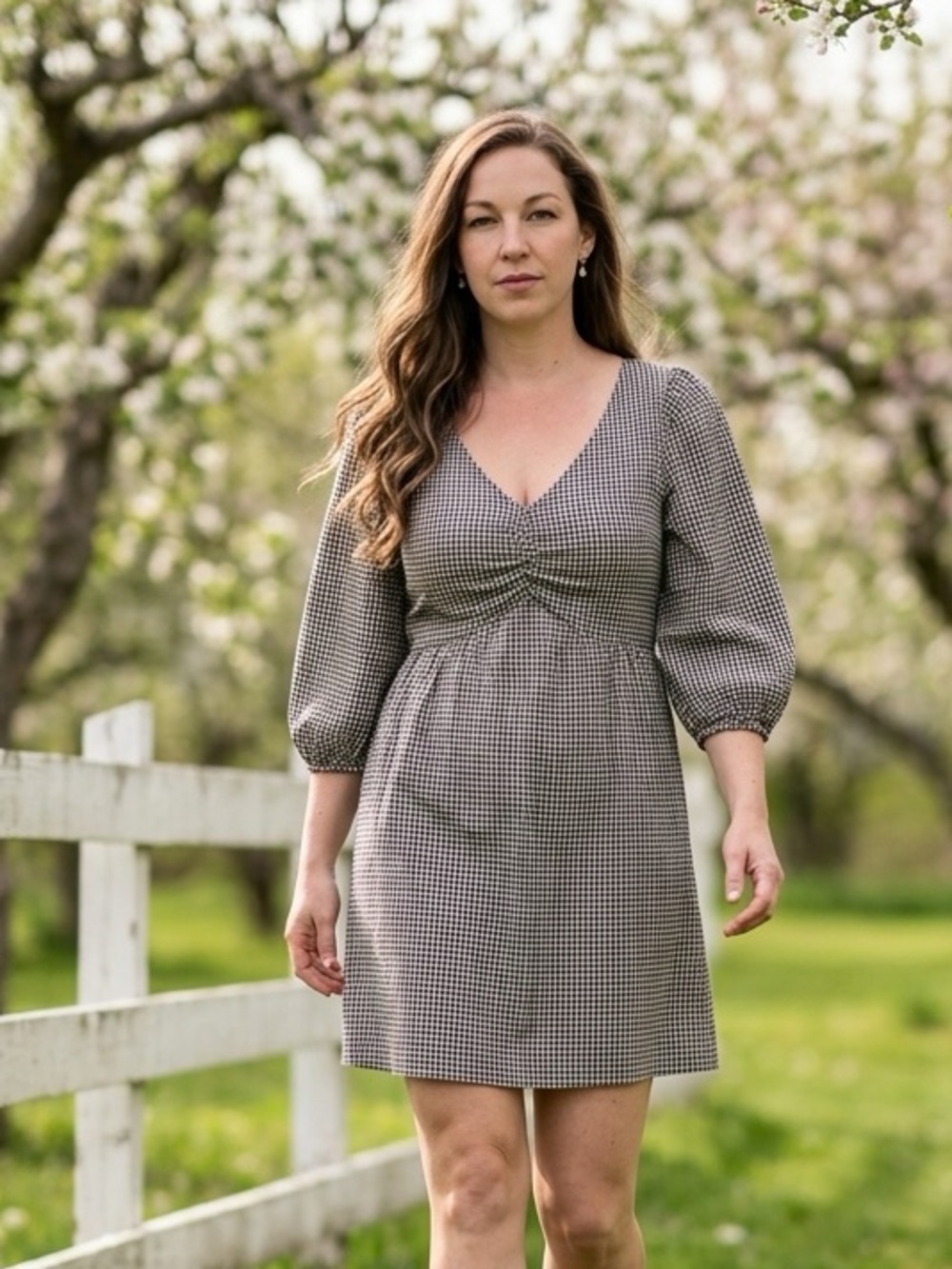PTP19 Gingham Babydoll Puff Sleeve Mini Dress Cottagecore Summer Picnic